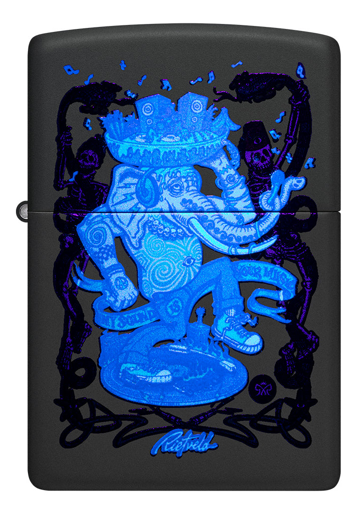 Encendedor Zippo Negro Mate Elefante Cod 48673