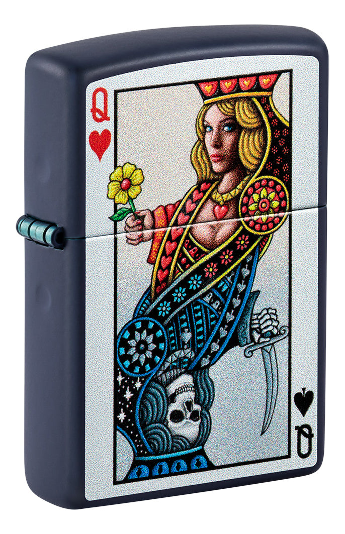 Encendedor Zippo Azul Mate Carta Póker Cod 48723