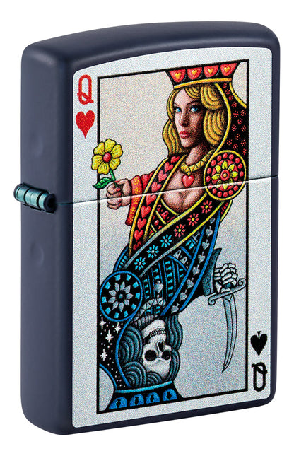 Encendedor Zippo Azul Mate Carta Póker Cod 48723