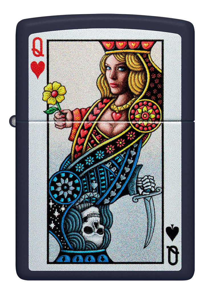 Encendedor Zippo Azul Mate Carta Póker Cod 48723