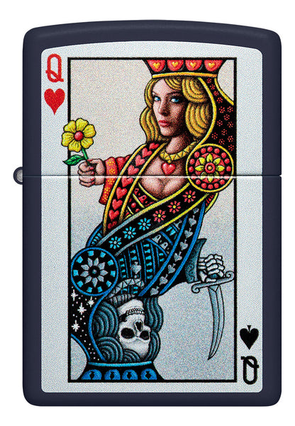 Encendedor Zippo Azul Mate Carta Póker Cod 48723