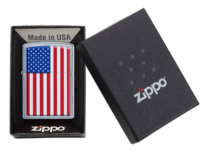 Encendedor Zippo Cromo Bandera Usa Cod 29722