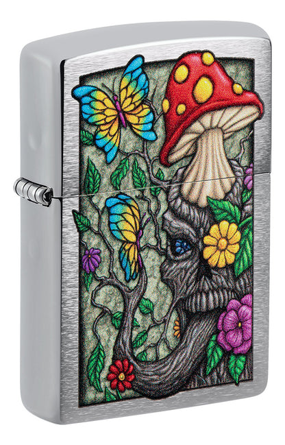 Encendedor Zippo Cromado Hongo Flores Cod 48635