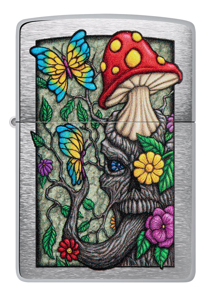 Encendedor Zippo Cromado Hongo Flores Cod 48635