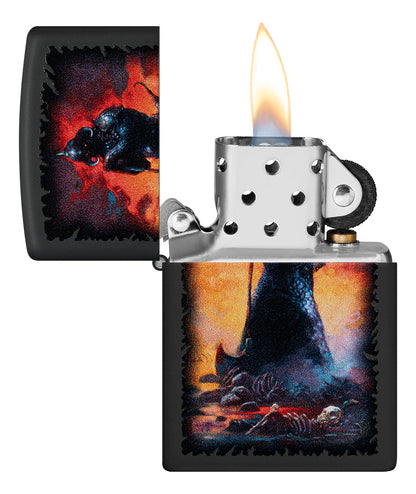 Encendedor Zippo Negro Mate Demonio Cod 48555