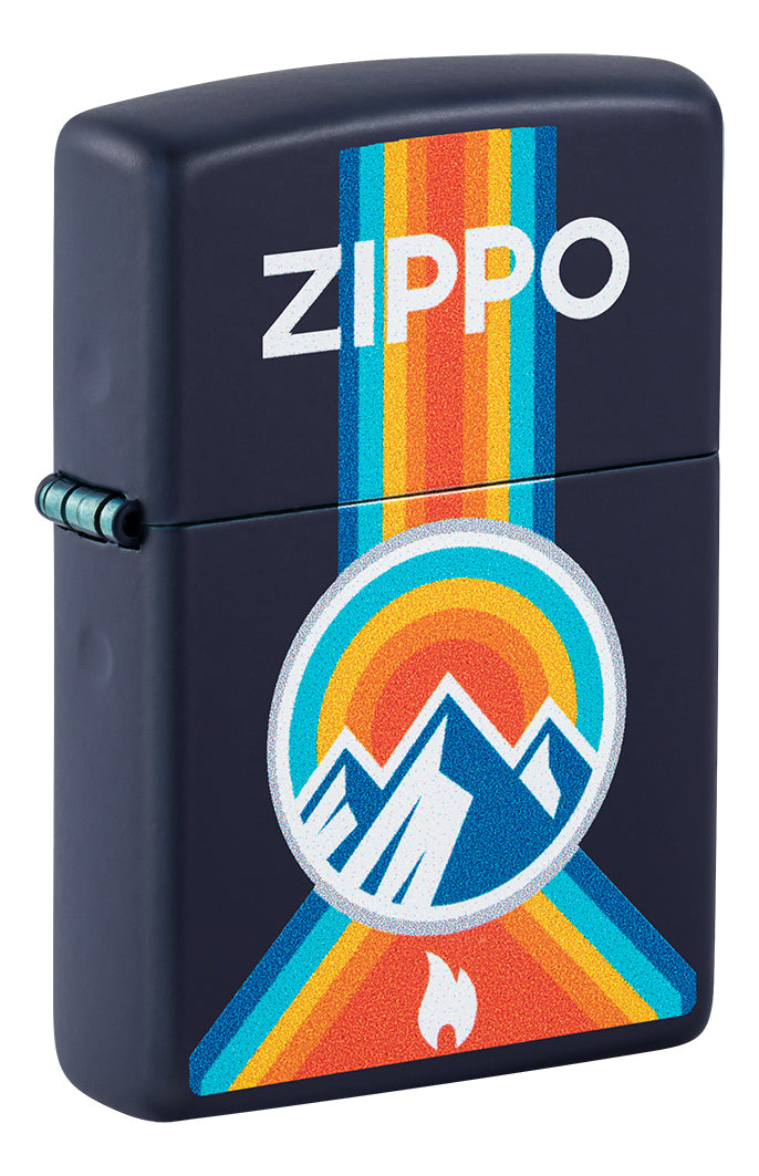 Encendedor Zippo Azul Mate Montaña Sol Cod 48639