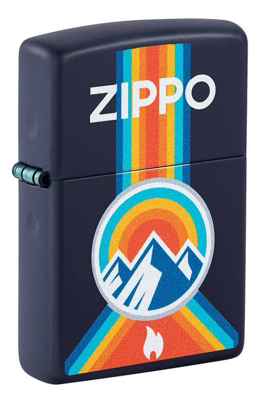 Encendedor Zippo Azul Mate Montaña Sol Cod 48639