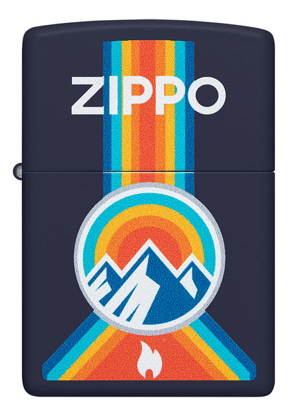 Encendedor Zippo Azul Mate Montaña Sol Cod 48639