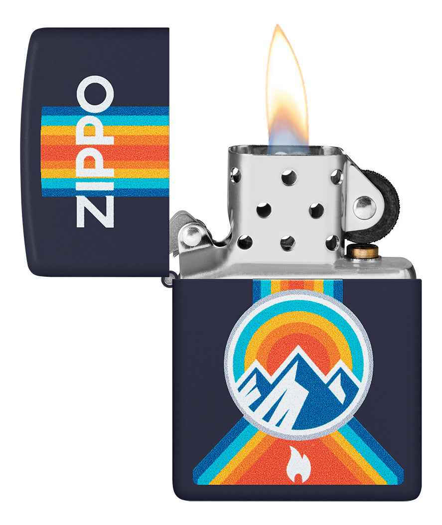 Encendedor Zippo Azul Mate Montaña Sol Cod 48639