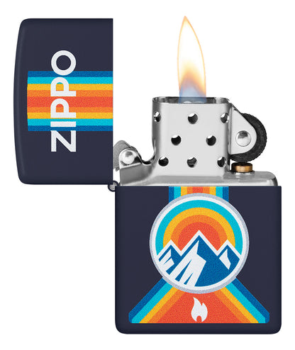 Encendedor Zippo Azul Mate Montaña Sol Cod 48639