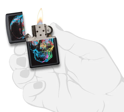 Encendedor Zippo Calavera Negro Mate - Cod 28042