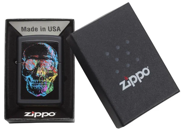 Encendedor Zippo Calavera Negro Mate - Cod 28042