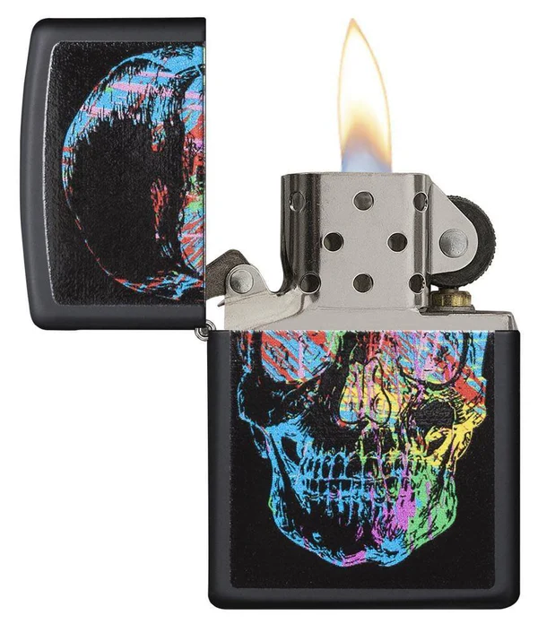 Encendedor Zippo Calavera Negro Mate - Cod 28042
