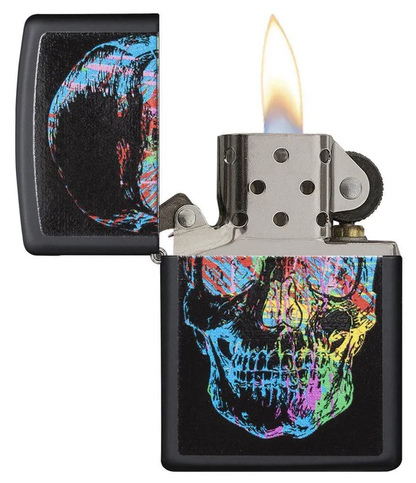 Encendedor Zippo Calavera Negro Mate - Cod 28042