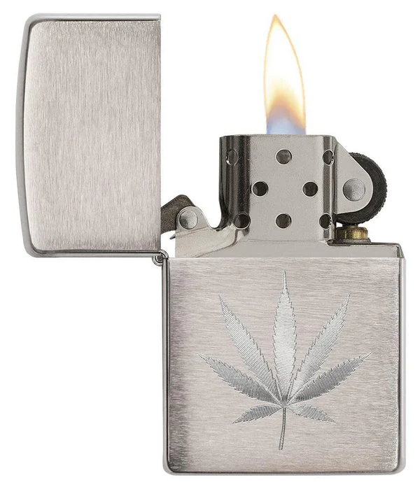 Encendedor Zippo Cromo Hoja Cannabis Cod 29587