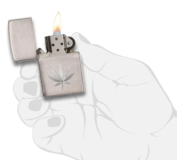 Encendedor Zippo Cromo Hoja Cannabis Cod 29587