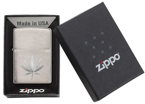 Encendedor Zippo Cromo Hoja Cannabis Cod 29587