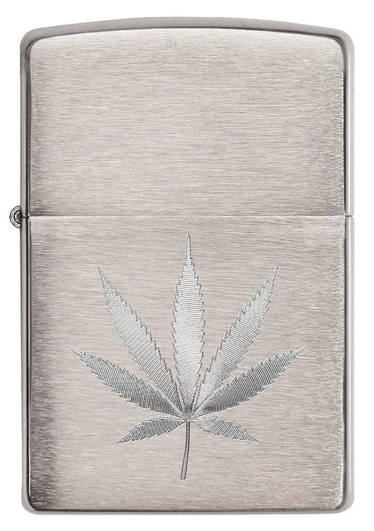 Encendedor Zippo Cromo Hoja Cannabis Cod 29587