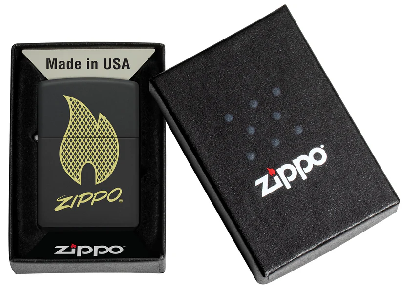 Encendedor Zippo Negro Mate Logo Cod 29686