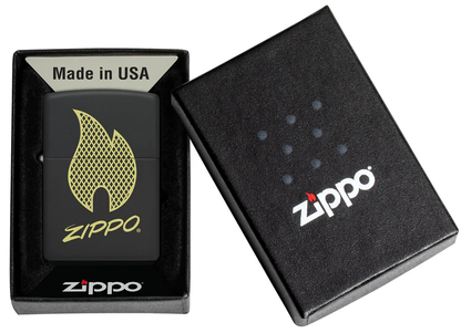 Encendedor Zippo Negro Mate Logo Cod 29686