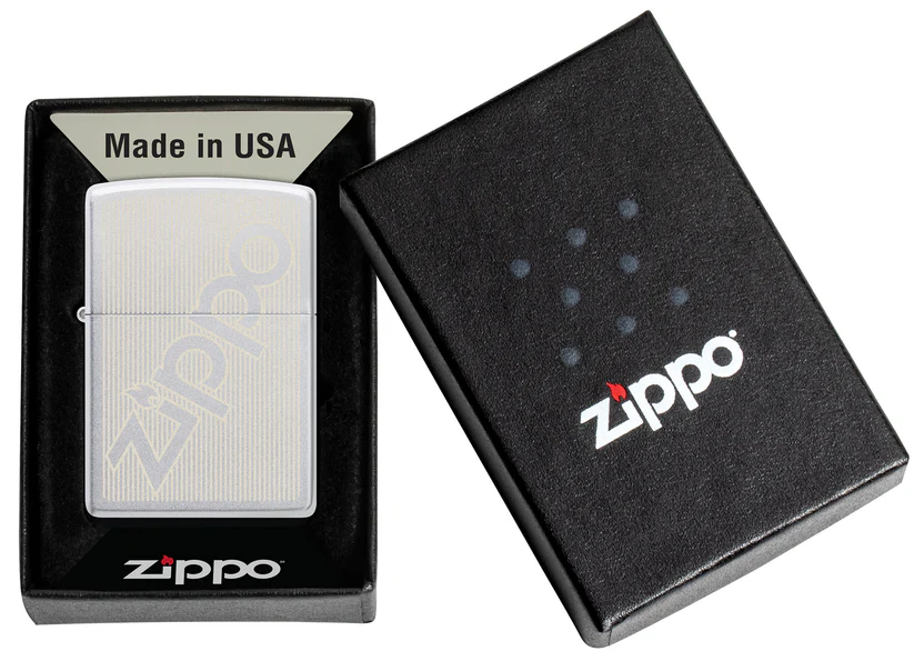 Encendedor Zippo Cromo Logo Rayas Cod 29701