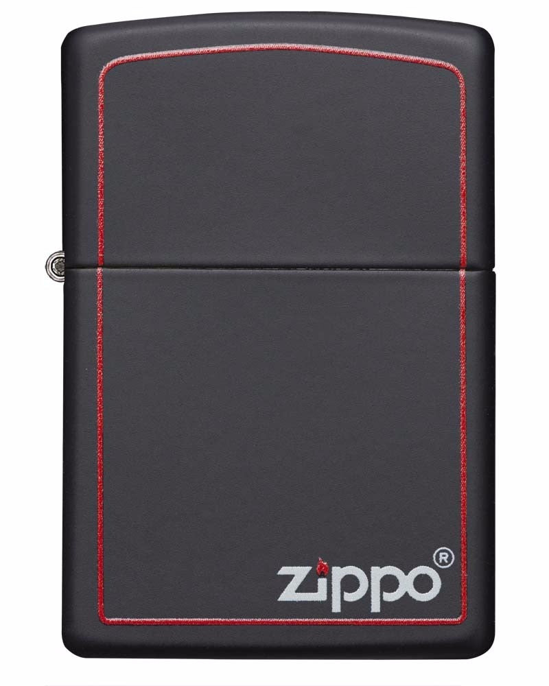 Encendedor Zippo Negro Mate/borde Rojo Con Logo - Cod 218zb