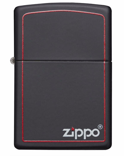 Encendedor Zippo Negro Mate/borde Rojo Con Logo - Cod 218zb