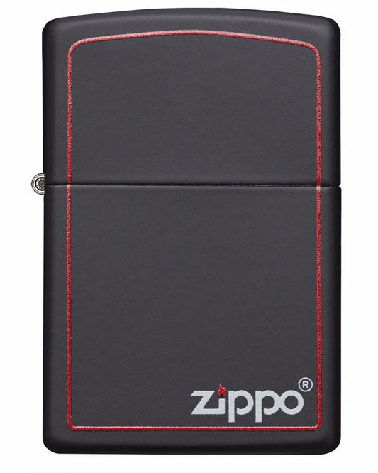 Encendedor Zippo Negro Mate/borde Rojo Con Logo - Cod 218zb