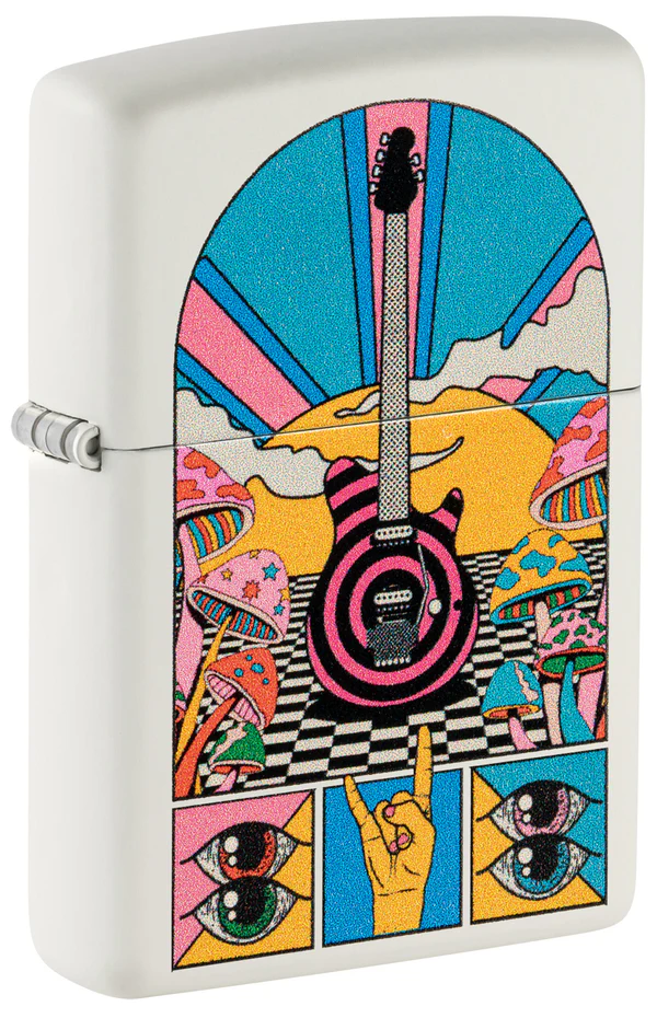 Encendedor Zippo Blanco Retro Guitarra Cod 46167