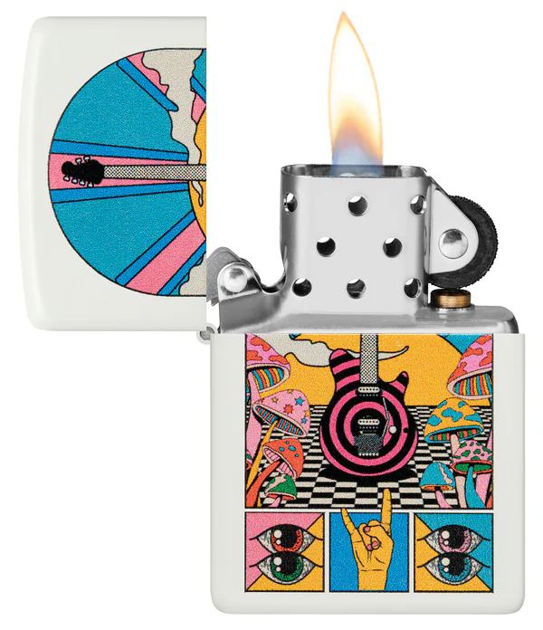 Encendedor Zippo Blanco Retro Guitarra Cod 46167