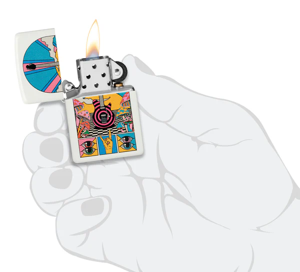 Encendedor Zippo Blanco Retro Guitarra Cod 46167