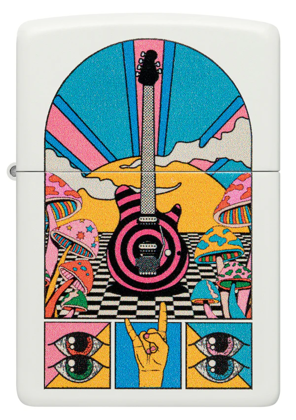 Encendedor Zippo Blanco Retro Guitarra Cod 46167