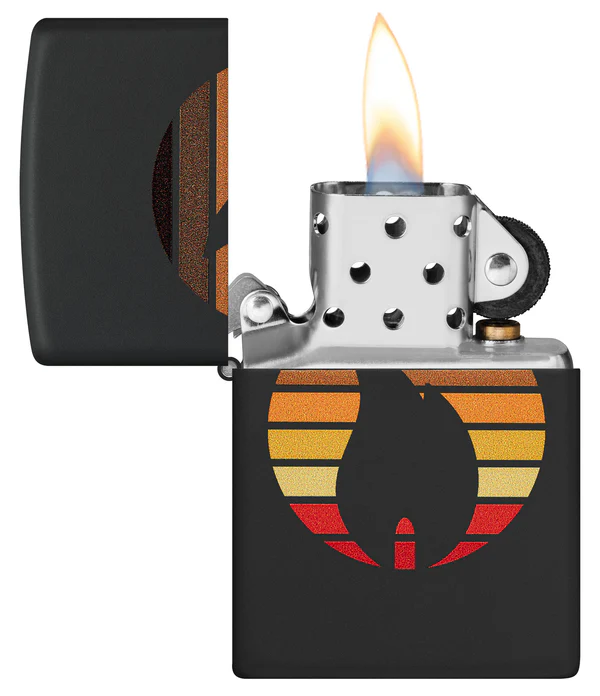 Encendedor Zippo Negro Mate Llama Colores Cod 46168