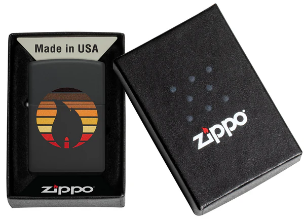 Encendedor Zippo Negro Mate Llama Colores Cod 46168