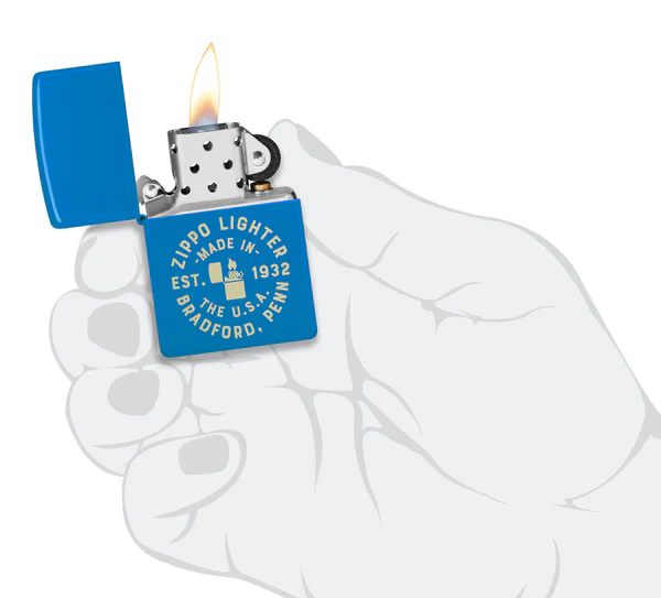 Encendedor Zippo Azul Mate Sello 1932 Cod 46173