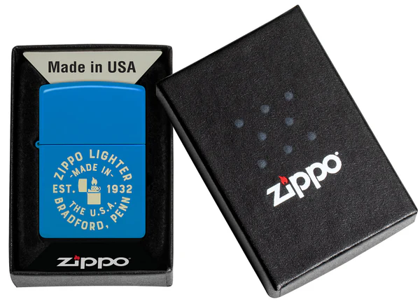 Encendedor Zippo Azul Mate Sello 1932 Cod 46173
