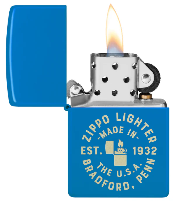 Encendedor Zippo Azul Mate Sello 1932 Cod 46173