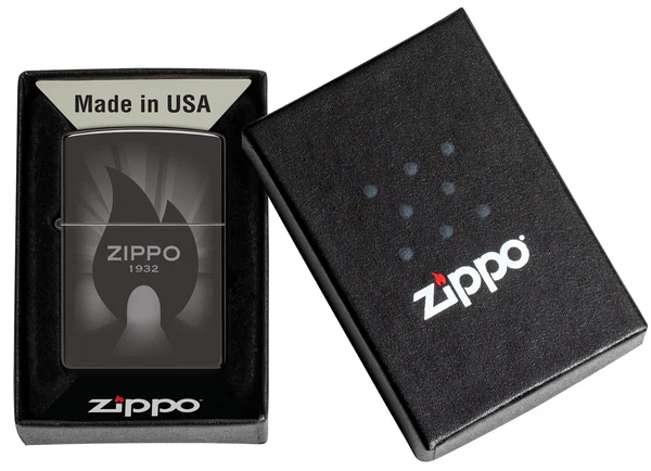 Encendedor Zippo Negro Espejo Llama 1932 Cod 46175