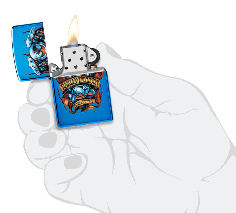 Encendedor Zippo Azul Harley Davidson Cod 46216