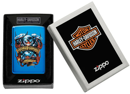 Encendedor Zippo Azul Harley Davidson Cod 46216