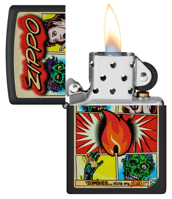 Encendedor Zippo Negro Mate Comic Zombies Cod 46229