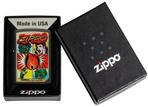 Encendedor Zippo Negro Mate Comic Zombies Cod 46229