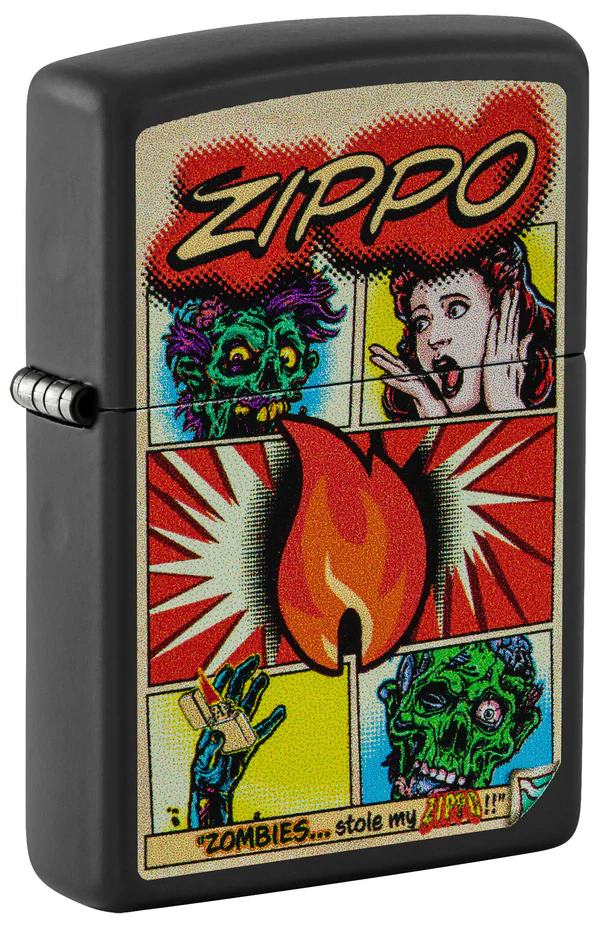Encendedor Zippo Negro Mate Comic Zombies Cod 46229
