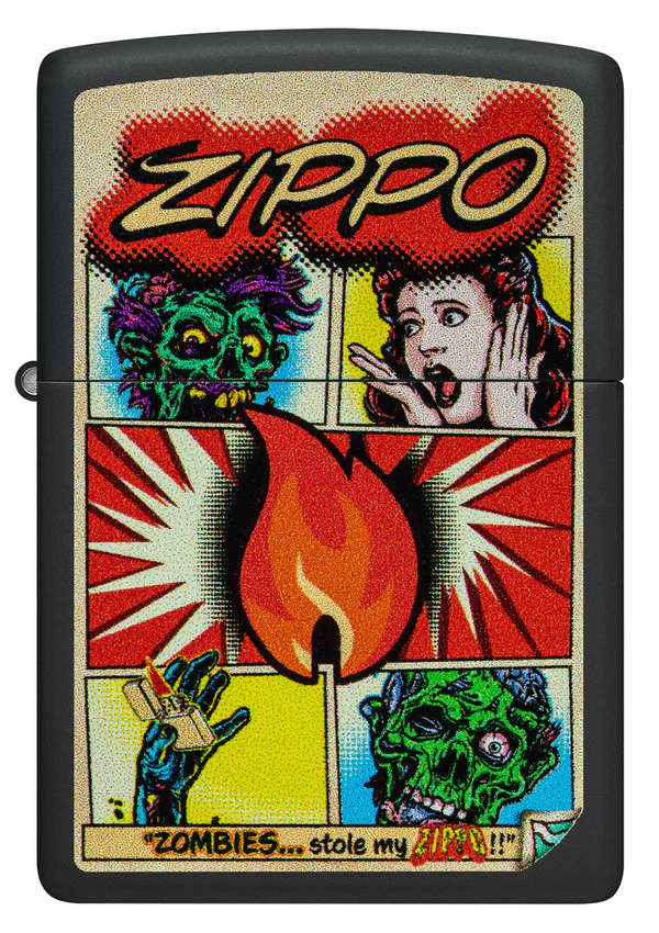 Encendedor Zippo Negro Mate Comic Zombies Cod 46229