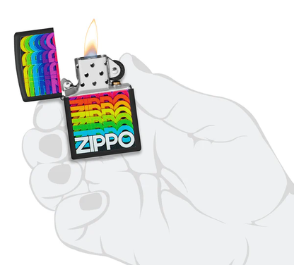 Encendedor Zippo Negro Logos Multicolor Cod 46234