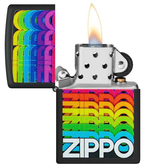 Encendedor Zippo Negro Logos Multicolor Cod 46234