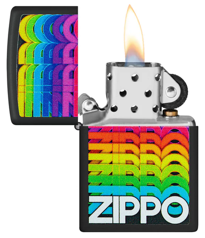 Encendedor Zippo Negro Logos Multicolor Cod 46234