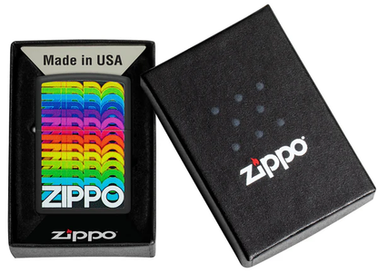 Encendedor Zippo Negro Logos Multicolor Cod 46234