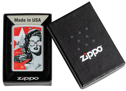 Encendedor Zippo Cromo Mujer Gafas Vintage Cod 46239