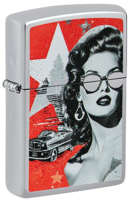 Encendedor Zippo Cromo Mujer Gafas Vintage Cod 46239